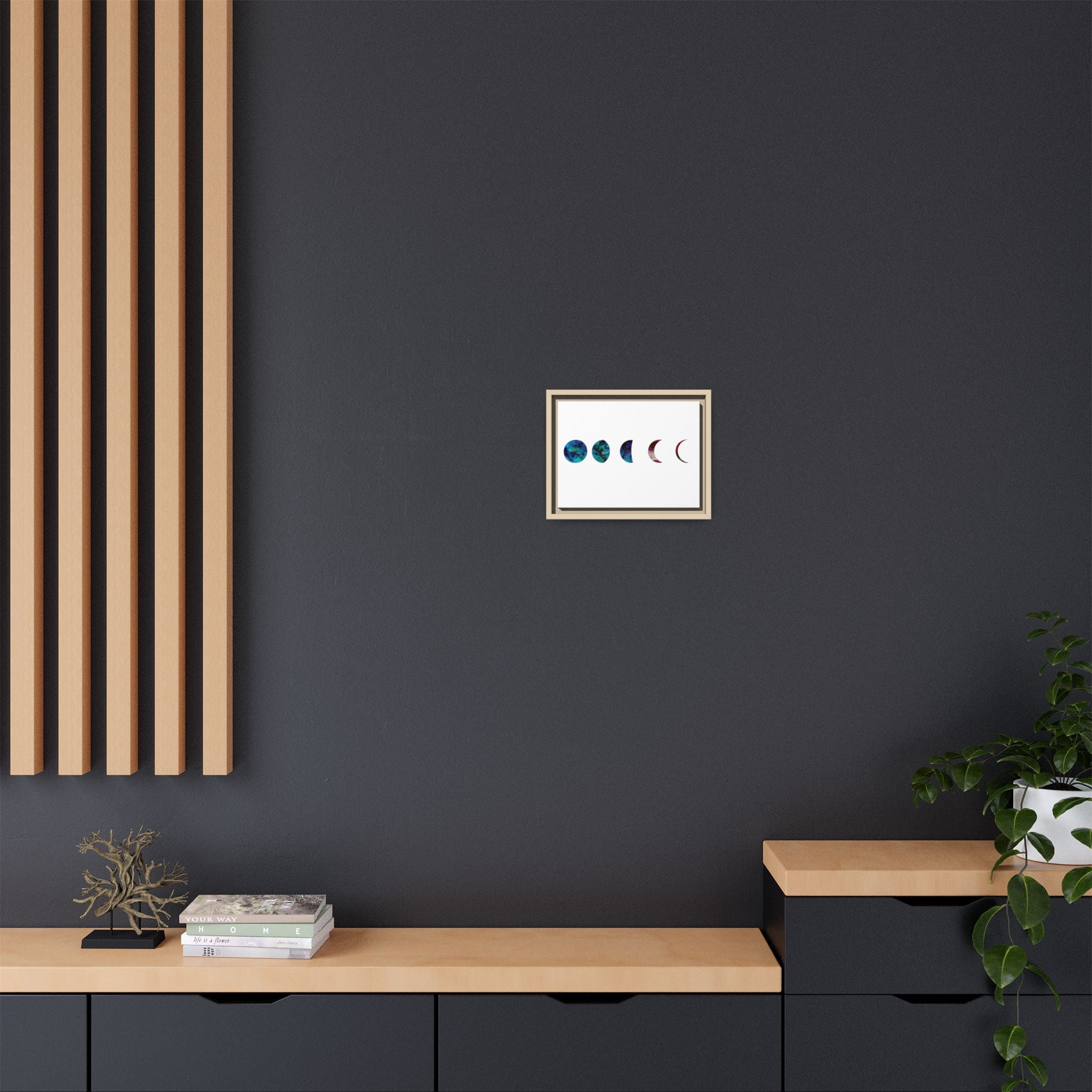 Moon Phases,Matte Canvas, Framed (Multi-color)
