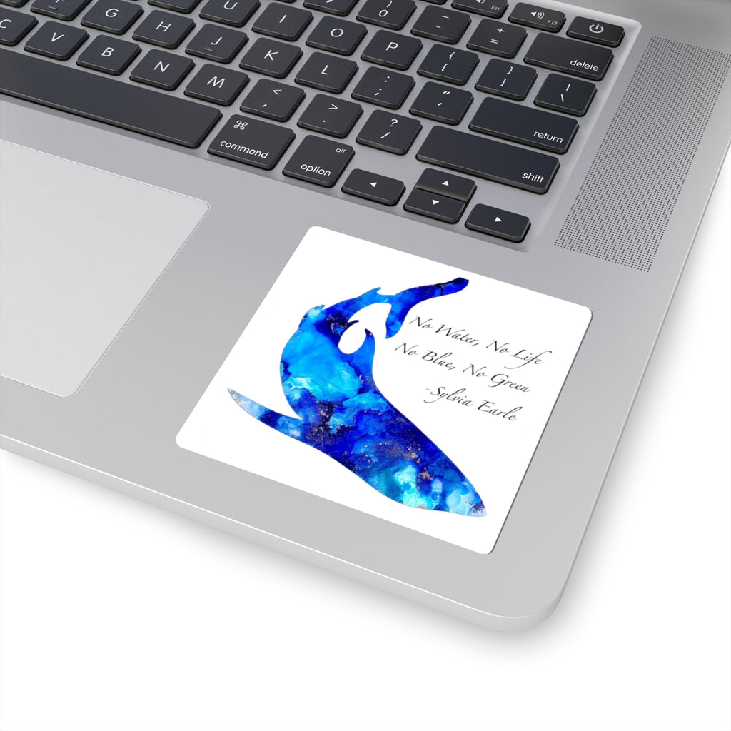 Ocean Shark Sticker — "No Water, No Life / No Blue, No Green" Sylvia Earle Kiss-Cut