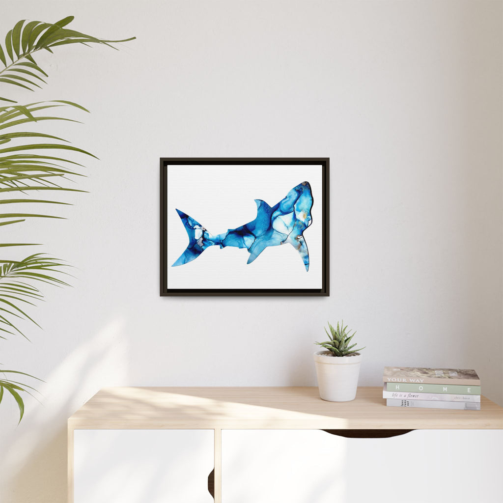 Great White Shark Matte Canvas, Framed (Multi-color)