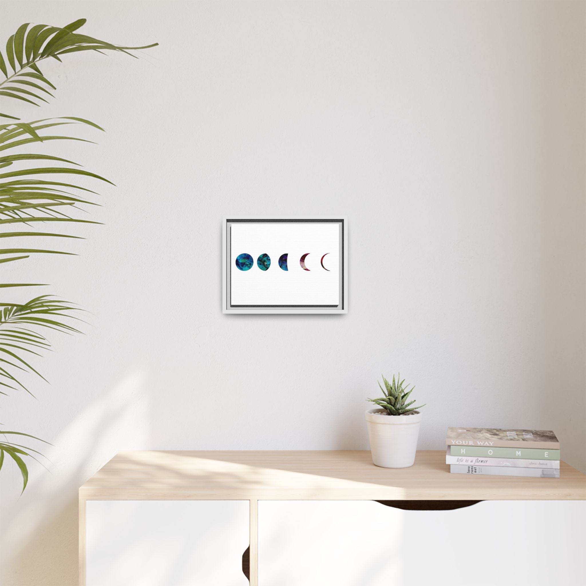Moon Phases,Matte Canvas, Framed (Multi-color)