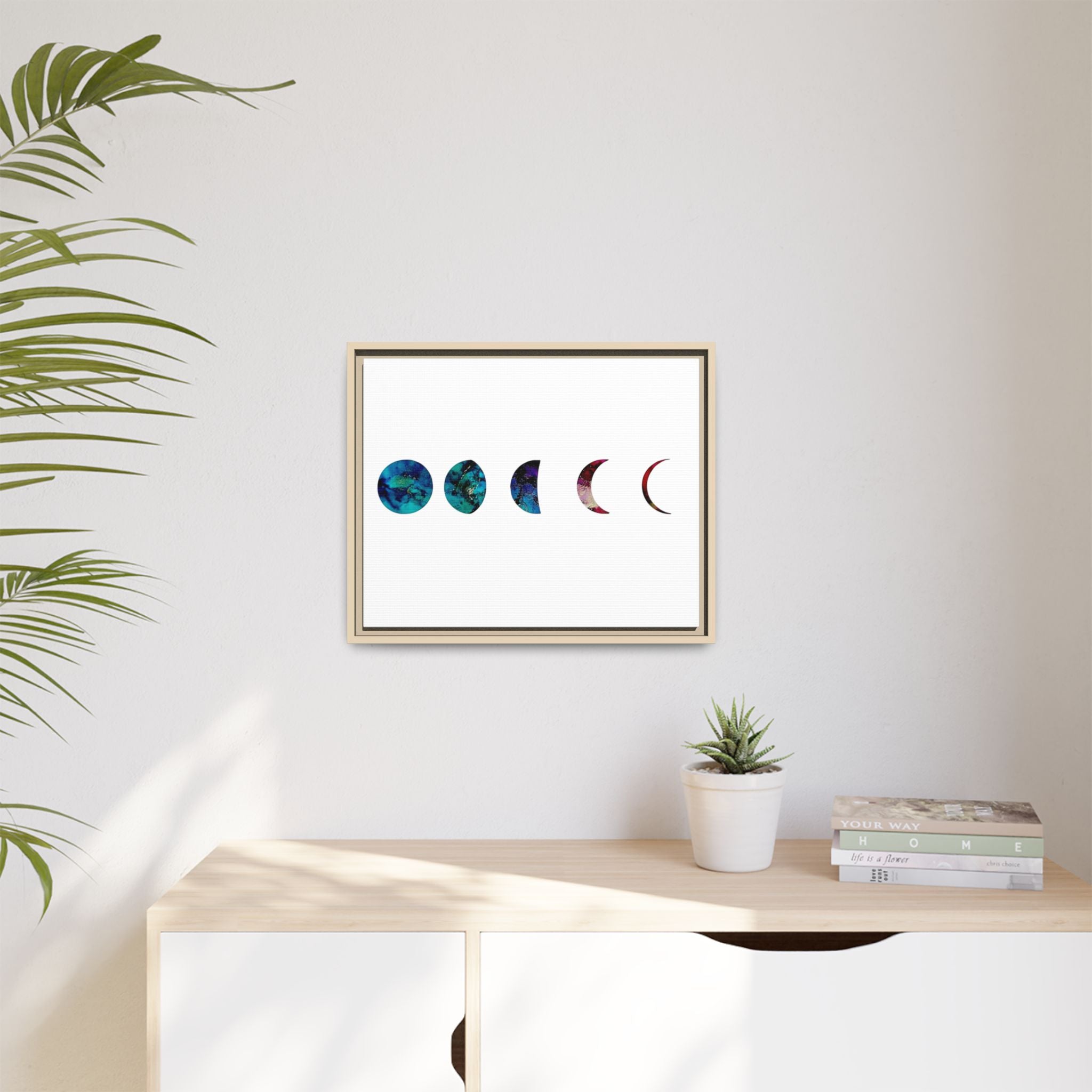 Moon Phases,Matte Canvas, Framed (Multi-color)